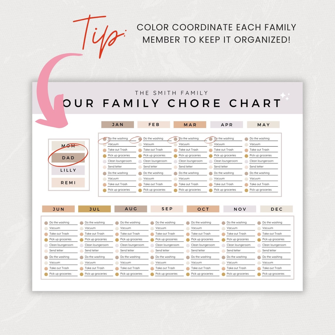 Family Chore Chart Checklist, Editable Cleaning Planner, Cleaning ...