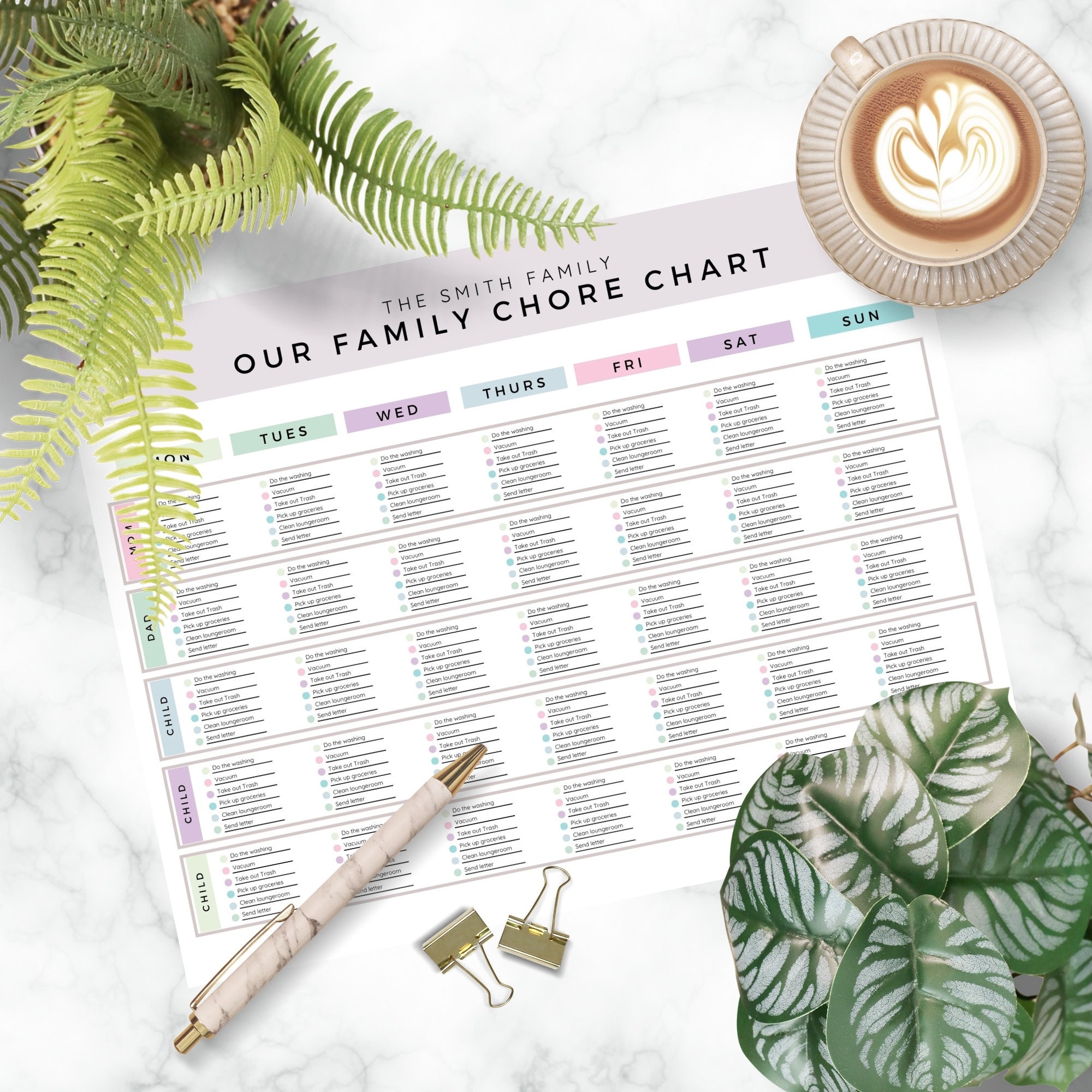 Family Chore Chart Checklist, Editable Cleaning Planner, Cleaning ...