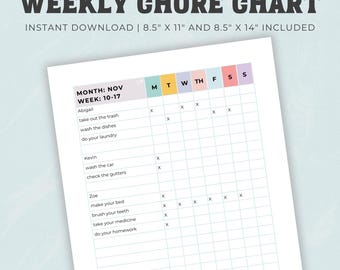 Family Chore Chart Checklist, Editable Cleaning Planner, Cleaning Schedule, Weekly House Chores, Adhd Clean Home,Household Planner Printable
