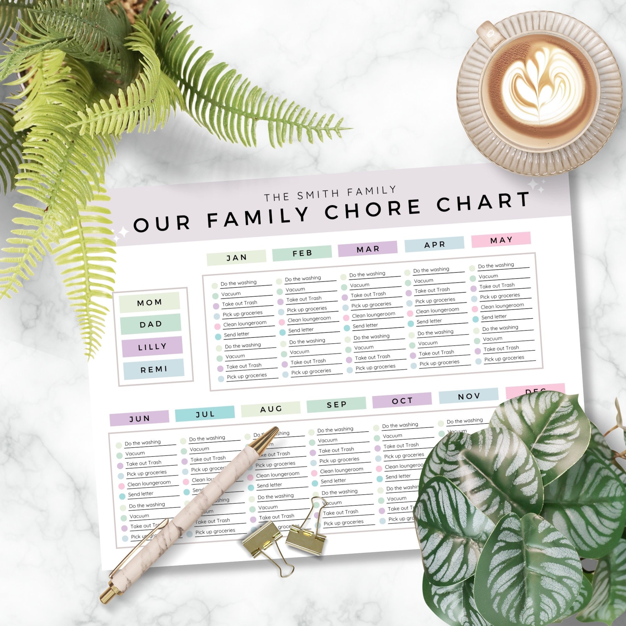 Family Chore Chart Checklist, Editable Cleaning Planner, Cleaning ...