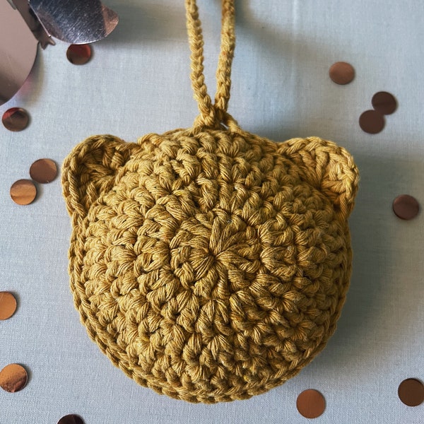 Purse Coin Wallet Pocket Mini Bag Teddy Bear Handmade Crochet Osito de Peluche Monedero Bolsito Hecho a Mano