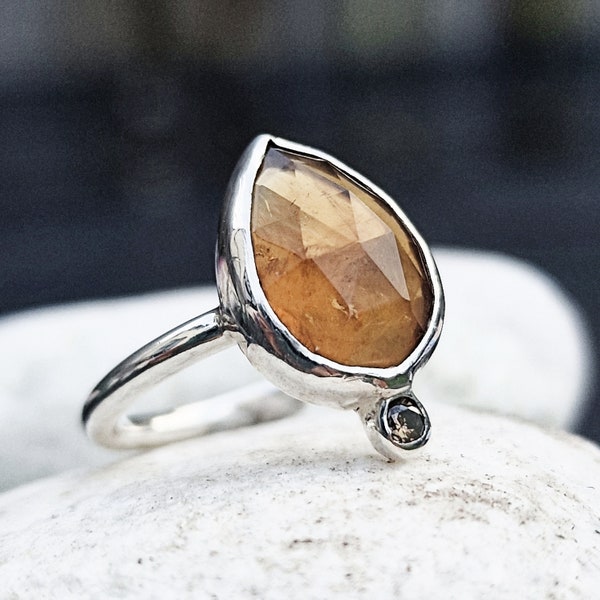 Citrine ring with Champagne Diamond