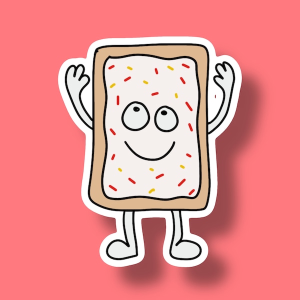 Strawberry Frosted Poptart Cartoon Sticker| holographic sparkly vinyl laptop kindle water bottle waterproof strawberry poptarts drawing