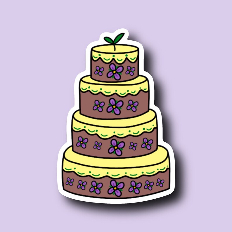 Modern Cake Sticker Cake Sticker 4 | Holographic Sparkly Vinyl Laptop Kindle iPad Water ...