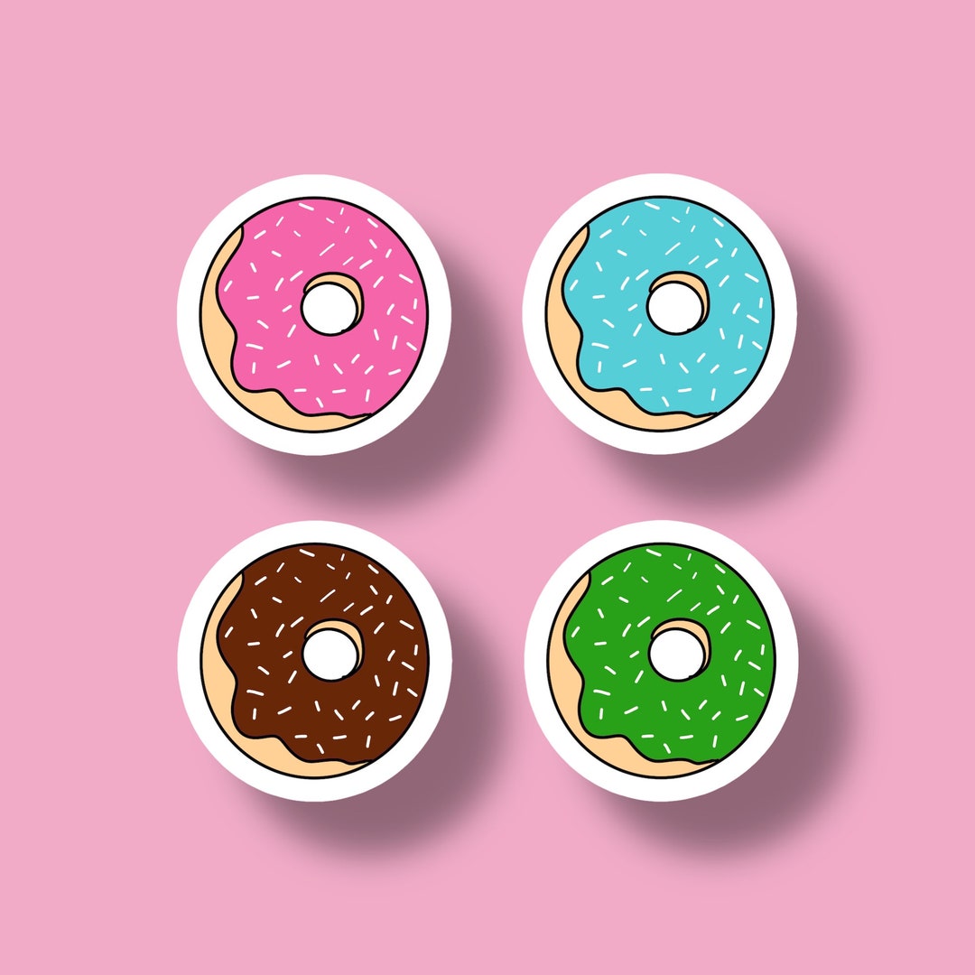 Simple Donut Basic Sticker Donuts Sticker | 4 Pack | Multicolored - Etsy