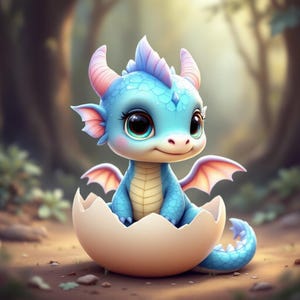 Baby Dragon Hatchling Printable Wall Art | Fantasy Nursery Decor | Digital Download for Kids Room | Cute Dragon Art Print