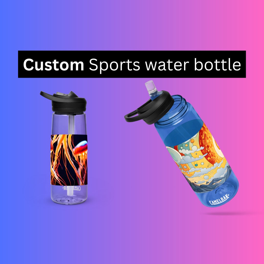 Custom Sports Water Bottle Custom AI Art Design Water Bottle Etsy