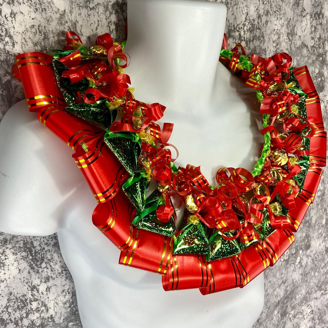 Sisi Candy Lei Necklace 25 Inches RED GOLD GREEN for Etsy