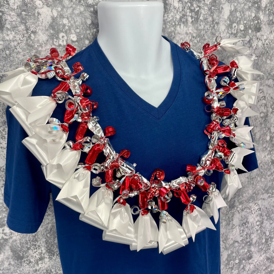 Sisi Candy Lei Necklace 34 Inches RED WHITE SILVER for Etsy