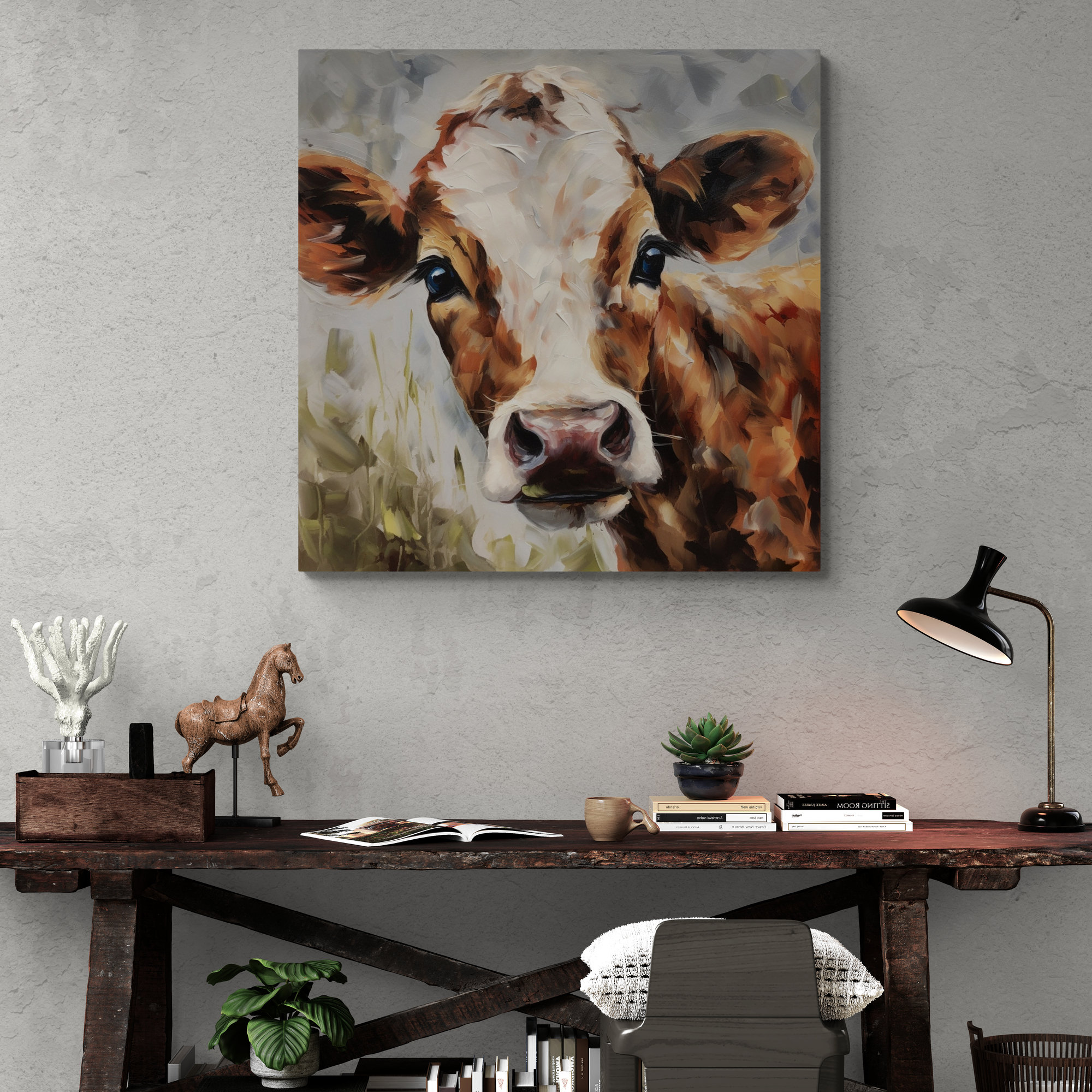 Hand Painted Cow Print on Premium Canvas Farmhouse Wall Art Gift for ...