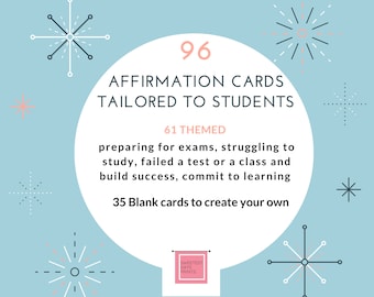 Positive affirmation cards for students, affirmation cards for students, printable affirmation cards for students