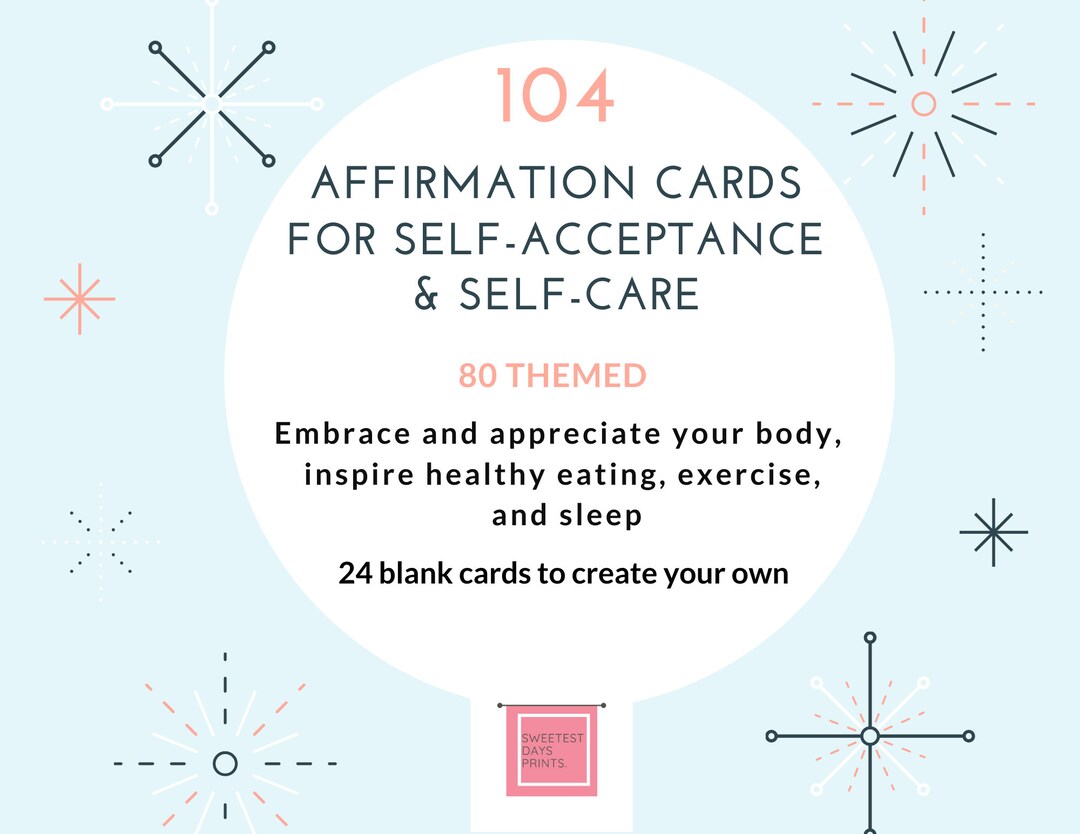 Printable Affirmation Cards for Self Acceptance, Self Care, Sleeping ...