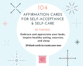 Printable  affirmation cards for self acceptance, self care, sleeping,