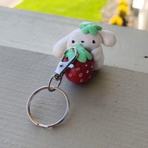 Strawberry bunny keychain