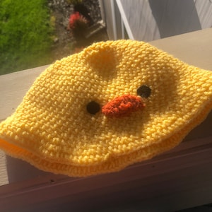 Crochet duck bucket hat