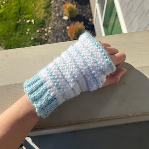 Crochet y2k alt striped fingerless gloves