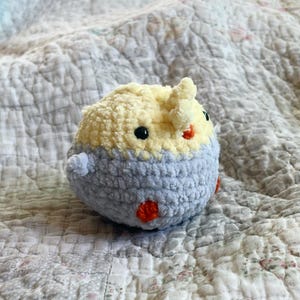 Crochet chubby cockatiel plushie