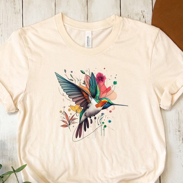 Ink Hummingbird shirt/ink art shirt/nature graphic shirt/minimalist art shirt/mom shirt/shirt for her/vibrant graphic shirt/gift for mom