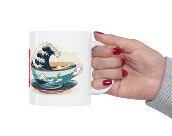 Storm in a teacup - Hokusai style tea and coffee mug