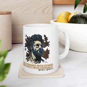 Marcus Aurelius &#39;Tolerance&#39; Mug gift with quote
