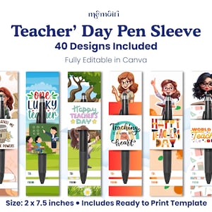 Sjabloon pennenhoes leraar | 40 canva bewerkbare digitale download | DIY-afdrukbare pennenhouder | Docentwaarderingscadeau voor Teacher's Day