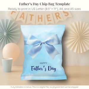 Father&#39;s Day Chip Bag Template: Editable Treat Wrapper (Canva Digital Download)