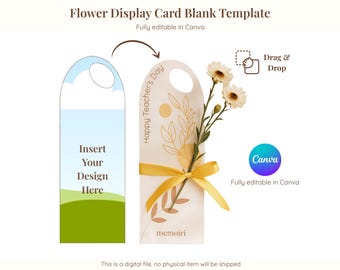 Editable Flower Display Card Template: Printable Bouquet Holder (Digital Download)