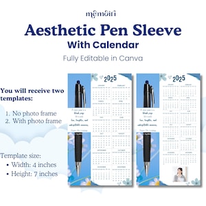 Modelo de capa para caneta com calendário, porta-canetas estético, porta-canetas para impressão, brindes, suporte para caneta, cartão de exibição, brindes de formatura