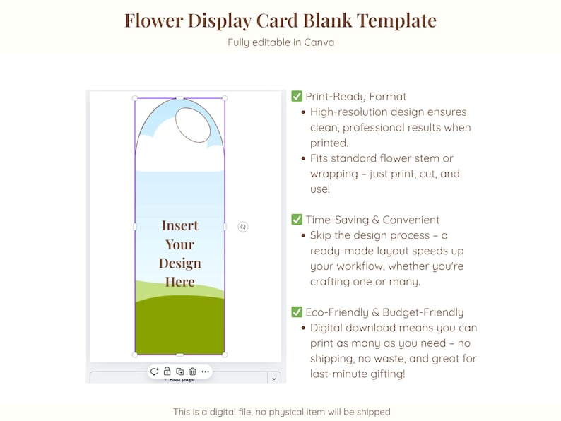 Flower Editable Inside Editable Flower Display Card Template: Printable Bouquet Holder ...
