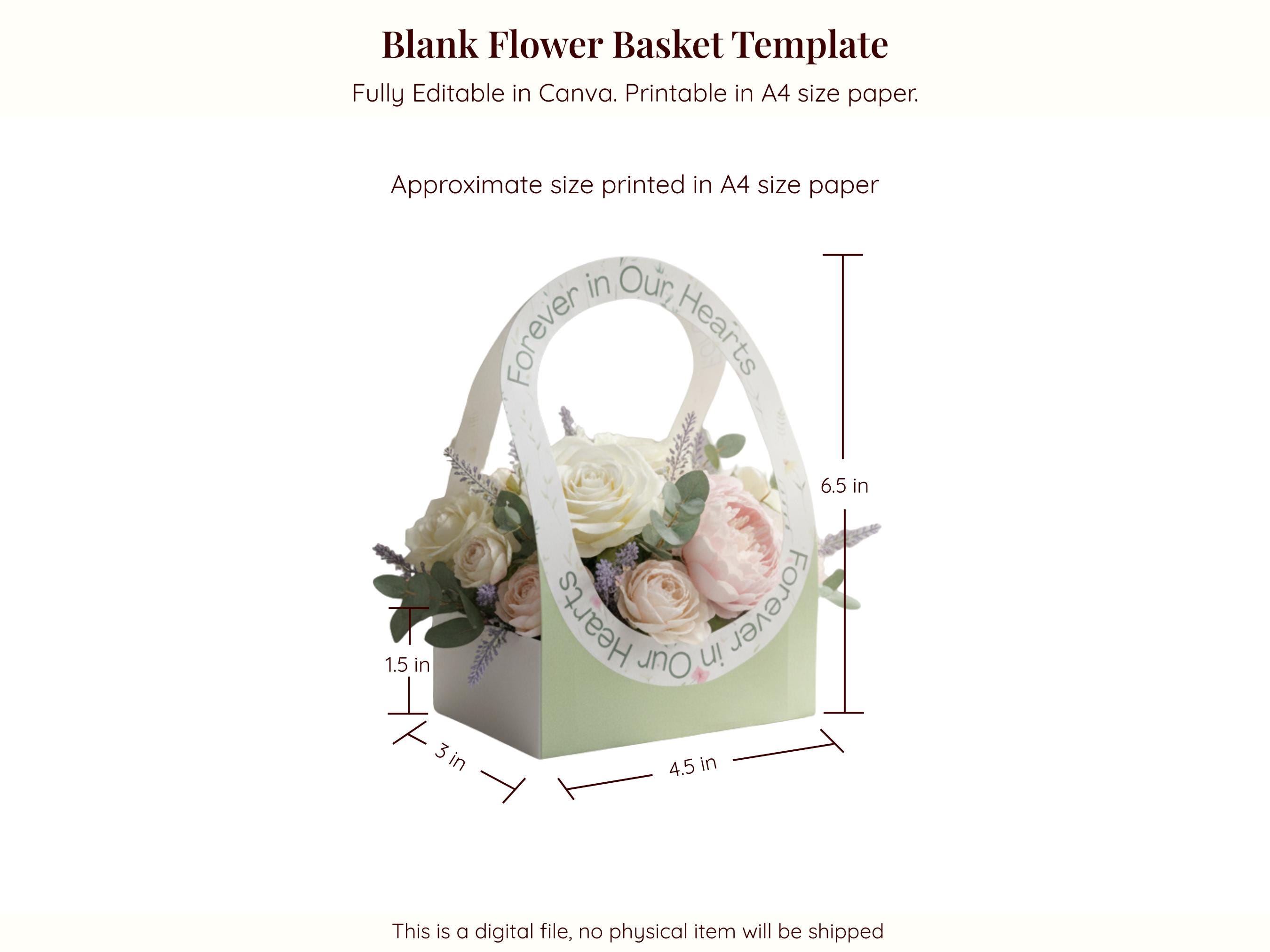Editable Flower Basket Template | DIY Printable Floral Box (canva) - Etsy
