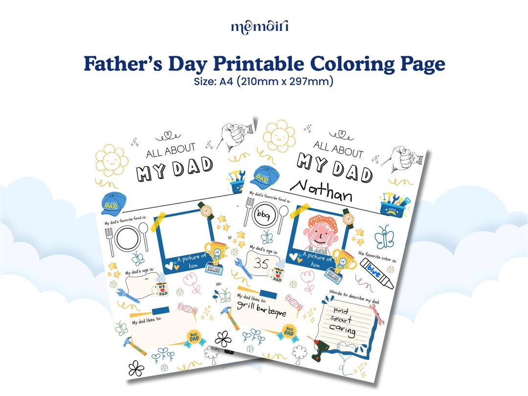 Father’s Day Printable Coloring Page All About My Dad Activity Sheet A4 ...