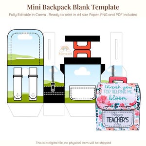 Mall för mini-ryggsäckspresentask: Redigerbar Canvas-design (digital nedladdning)