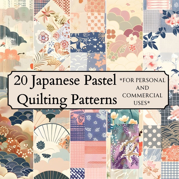 Japanese Pastel Quilting Patterns, Origami Paper Digital Patterns, Japanese Floral Background, Scrapbook Junk Journal, Free Commercial Use