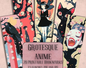 Grotesque Anime Lesezeichen: Surreal Pop Art (Digitaler Download)