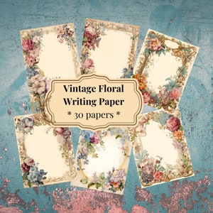 30 Vintage Floral Journal Pagina's, Rococo Junk Journal Papers, Afdrukbaar schrijfpapier, Romantische Vintage Pagina's, Collageblad, Scrapbookpapier