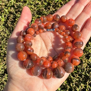 Natural Sichuan Nanhong Southern Red Agate Bead Necklace 川料包浆南红玛瑙塔项链