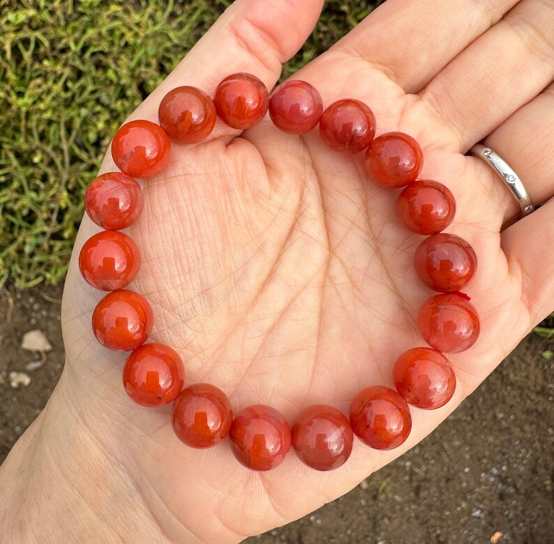 11.4mm Natural Sichuan Red Nanhong Agate Bead Bracelet 川料南红手串 image 2