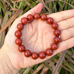 12.9mm Certified Natural Sichuan Red Nanhong Agate Bead Bracelet 满色满肉川料南红玛瑙手串