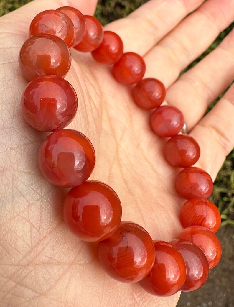 11.4mm Natural Sichuan Red Nanhong Agate Bead Bracelet 川料南红手串 image 5