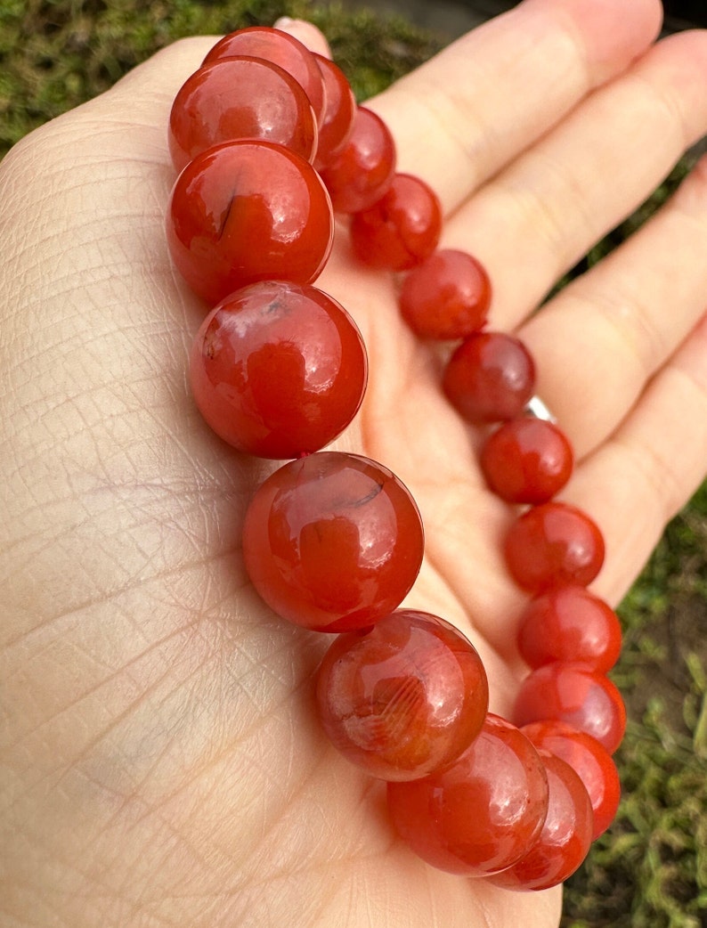 11.4mm Natural Sichuan Red Nanhong Agate Bead Bracelet 川料南红手串 image 6