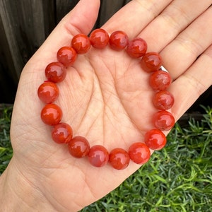 11.4mm Natural Sichuan Red Nanhong Agate Bead Bracelet 川料南红手串 image 1