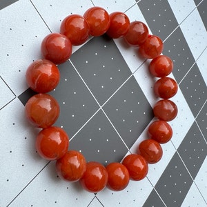 11.4mm Natural Sichuan Red Nanhong Agate Bead Bracelet 川料南红手串 image 10