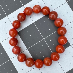 11.4mm Natural Sichuan Red Nanhong Agate Bead Bracelet 川料南红手串 image 9