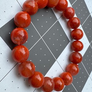 11.4mm Natural Sichuan Red Nanhong Agate Bead Bracelet 川料南红手串 image 7