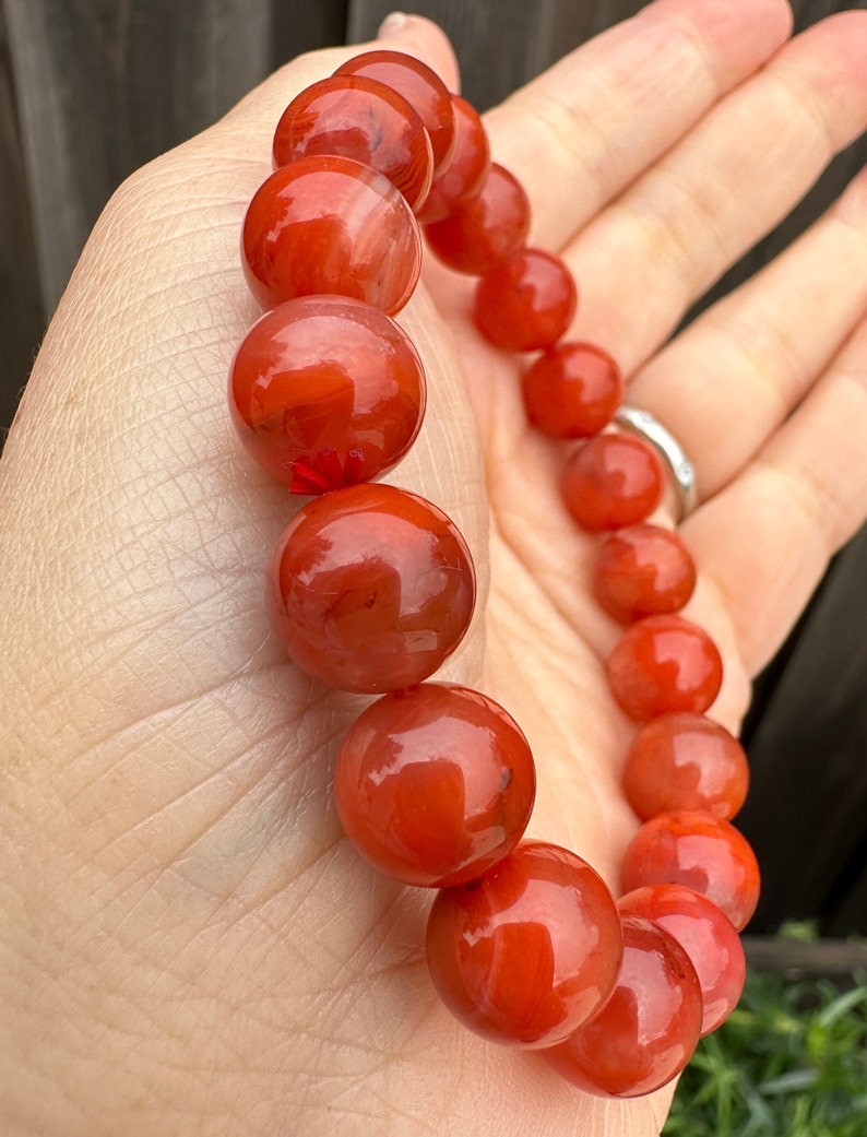 11.4mm Natural Sichuan Red Nanhong Agate Bead Bracelet 川料南红手串 image 4