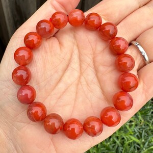 11.4mm Natural Sichuan Red Nanhong Agate Bead Bracelet 川料南红手串 image 3