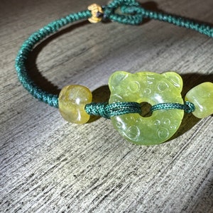 Grade A Natural Burmese Icy Translucent Tea Yellow Tiger Donut Jadeite Bead Rope Bracelet