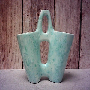 Wazon podwójny Turquois Drip Splatter MCM, ręcznie robiona ceramika
