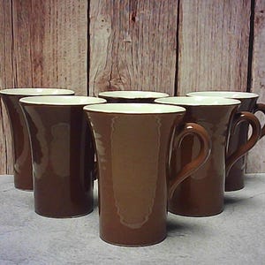 Set di 6 tazze da tè/caffè in ceramica marrone e bianca Vintage Hall 343
