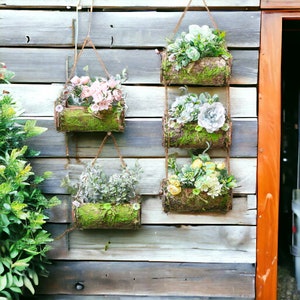 Hängende Holzrinde Blumentopf Geschenke für Valentinstag, einzigartige Garten Valentines Geschenke für sie, natürliche Sticks Pflanzer Garten Dekor Geschenke